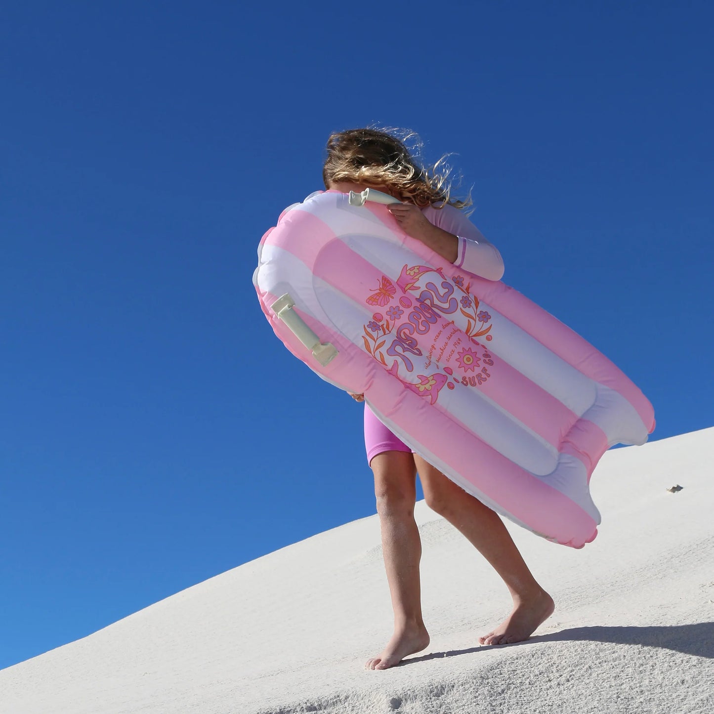 KIDS SURF MAT DOLPHIN SURF PINK STRIPE