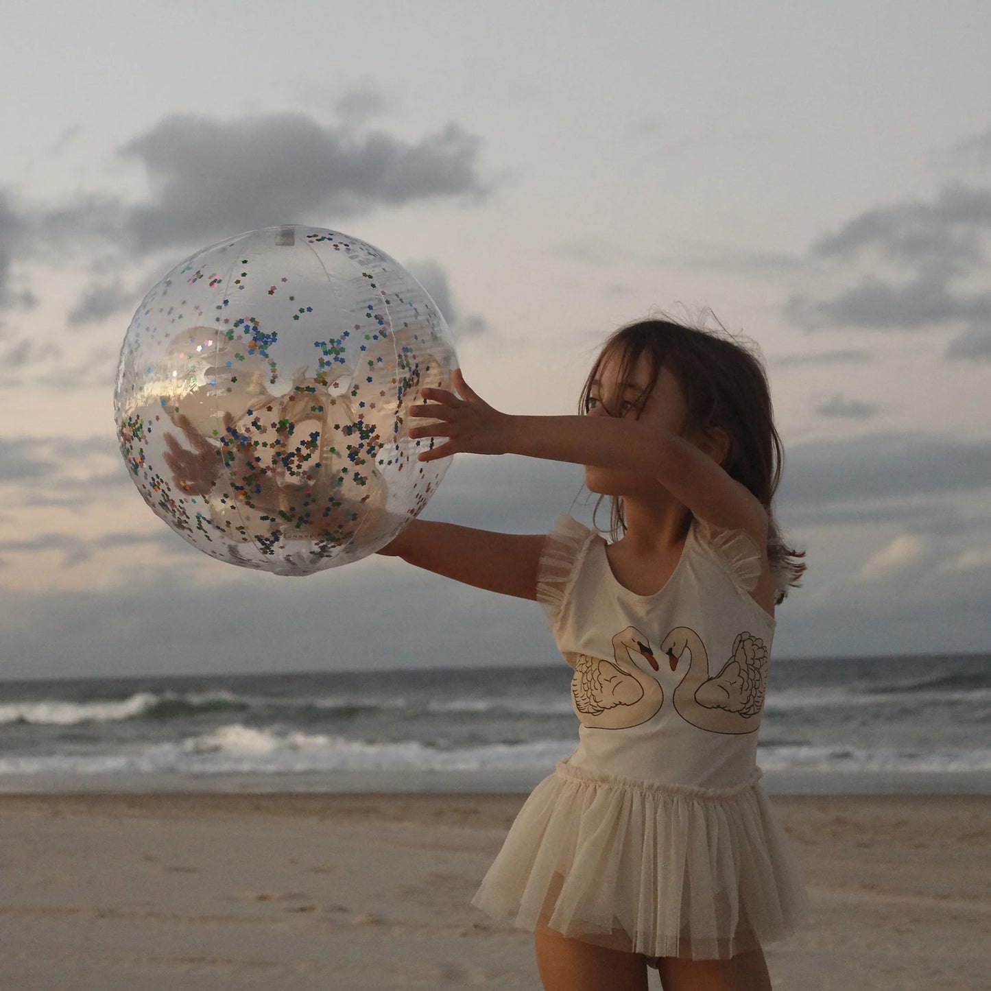 3D INFLATABLE BEACH BALL COTTON CANDY GLITTER