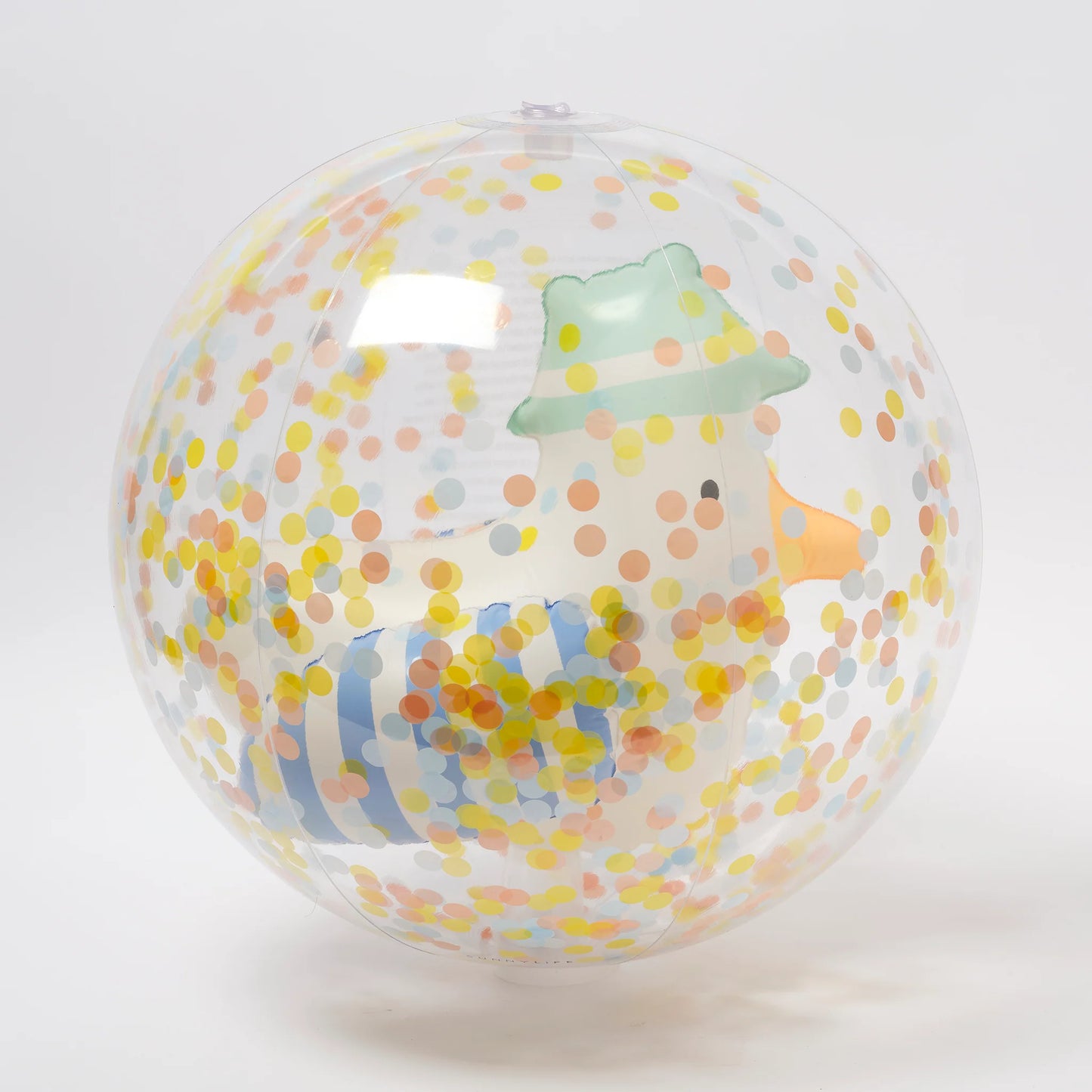 3D INFLATABLE BEACH BALL SID THE SEAGULL BLUE STRIPE