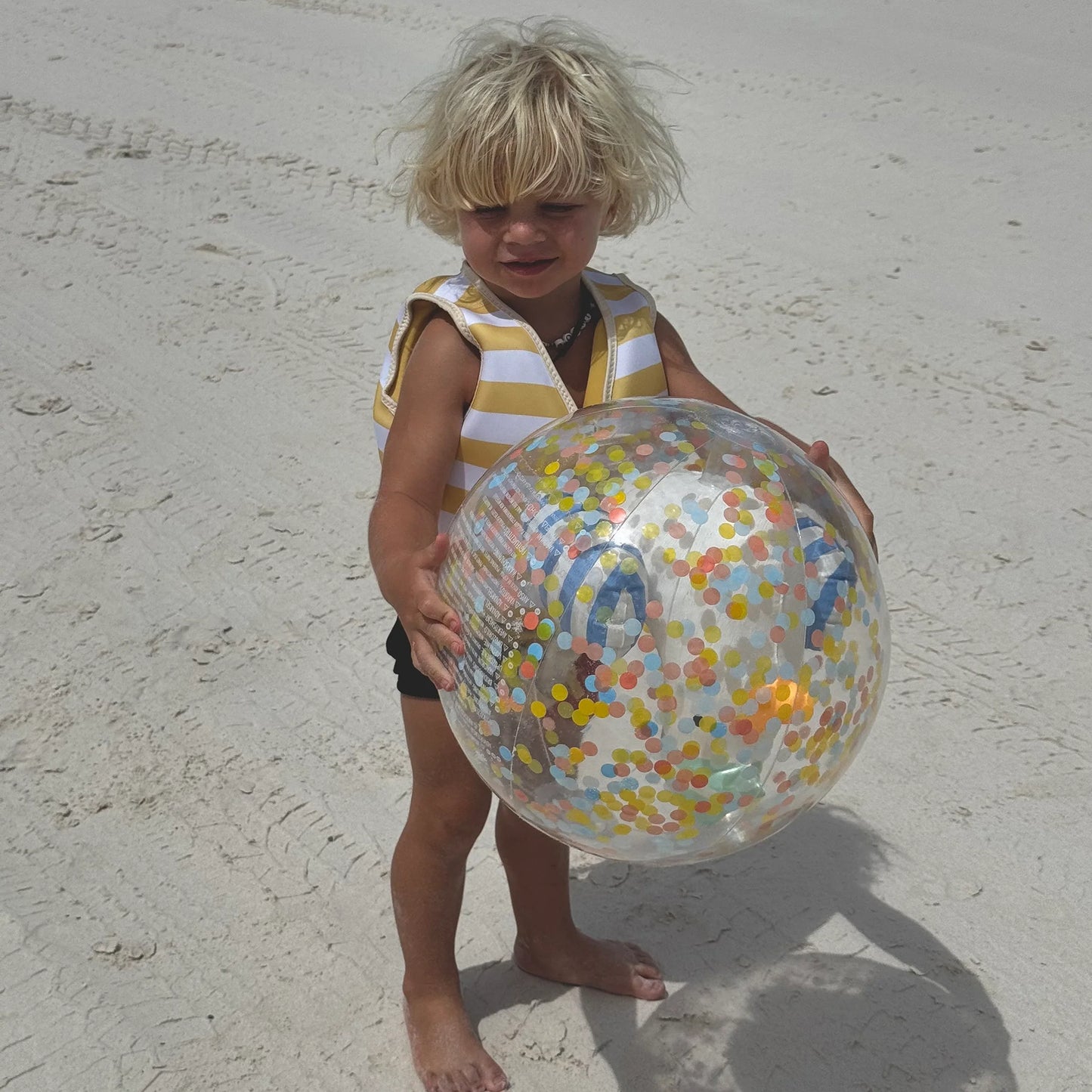 3D INFLATABLE BEACH BALL SID THE SEAGULL BLUE STRIPE
