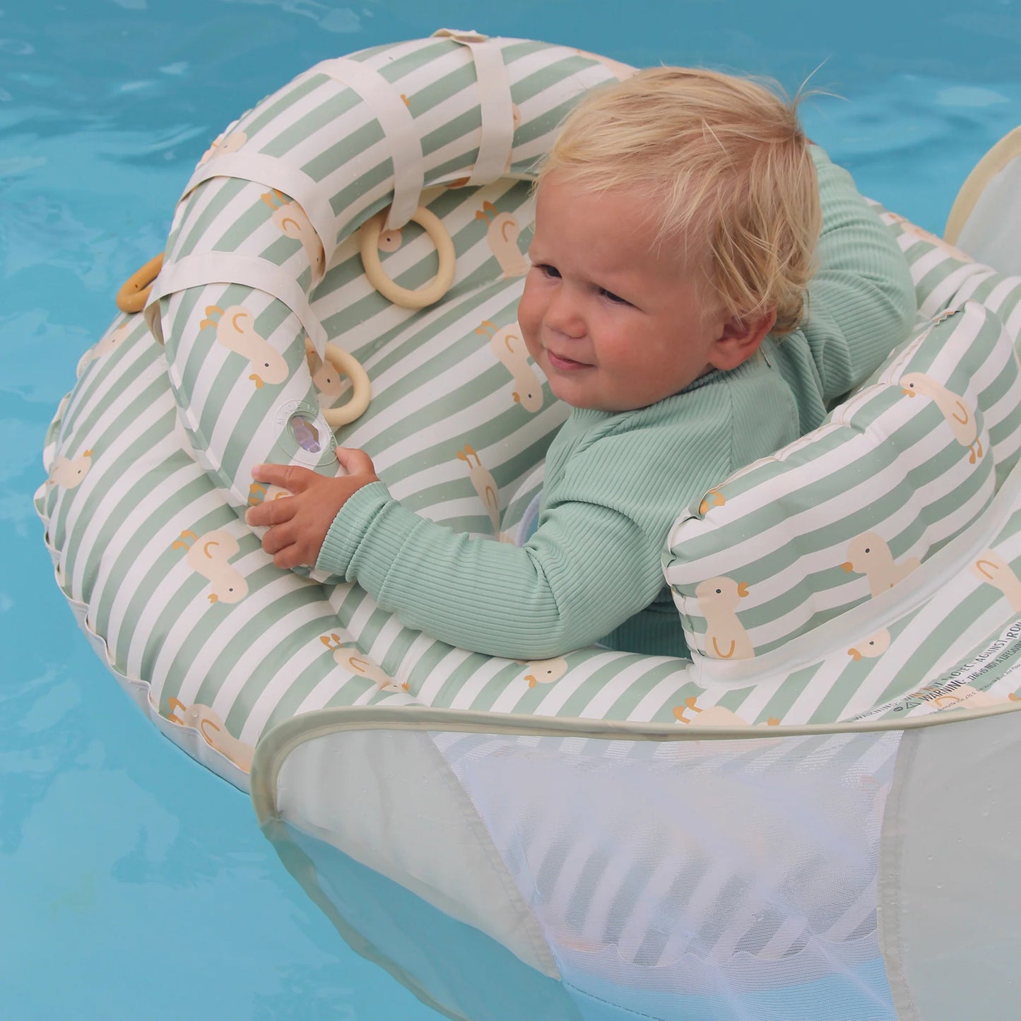 INTERACTIVE BABY FLOAT DUCK SAGE STRIPE