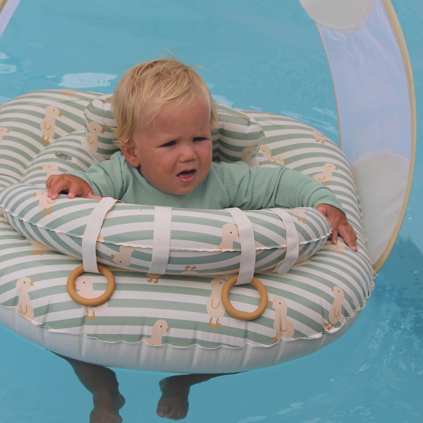 INTERACTIVE BABY FLOAT DUCK SAGE STRIPE