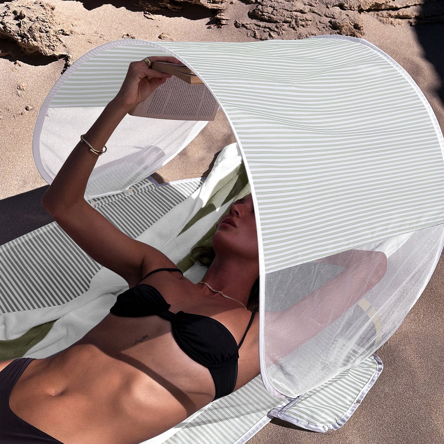 SUN SHADER LA PALMA SAGE STRIPE