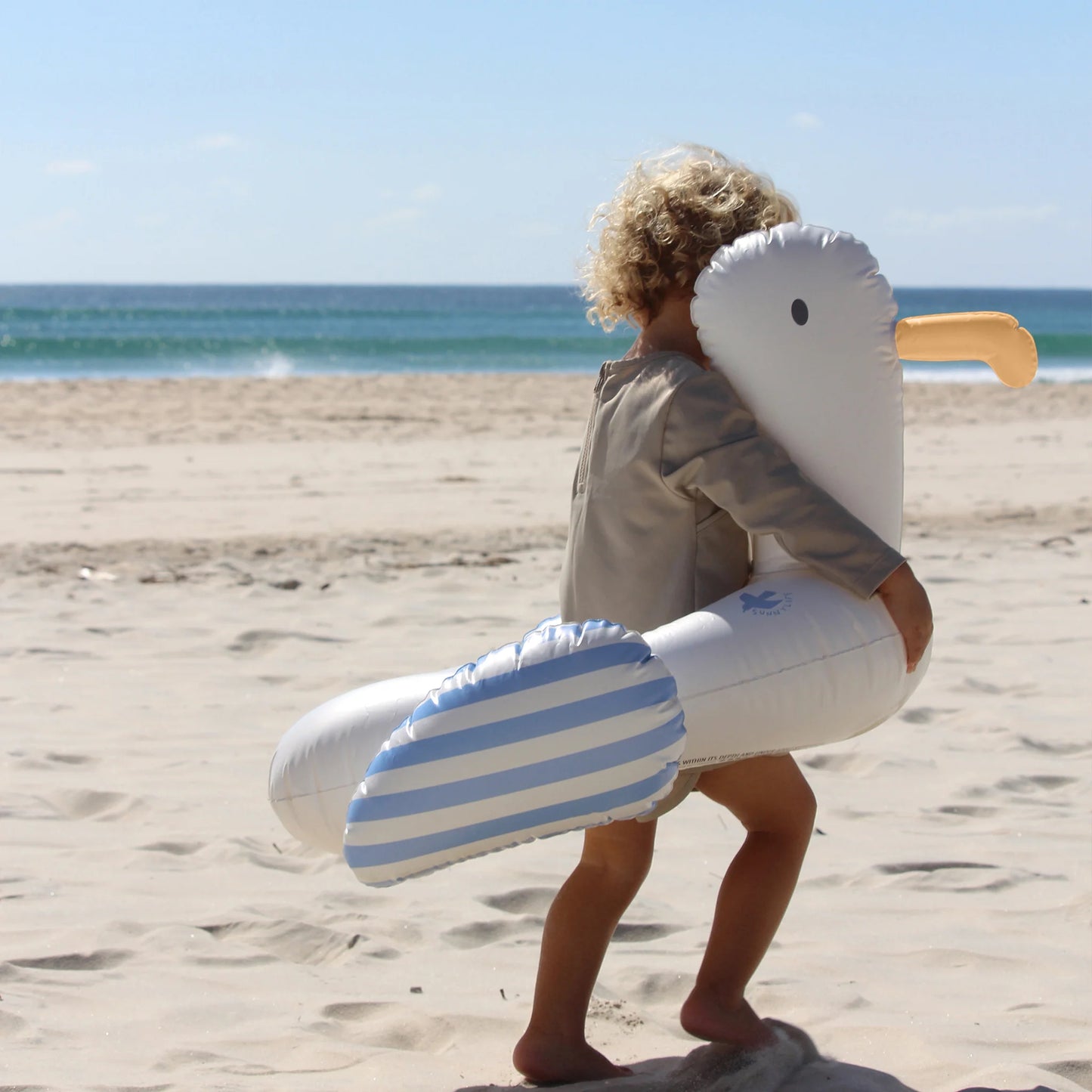 KIDS TUBE POOL RING SID THE SEAGULL BLUE STRIPE