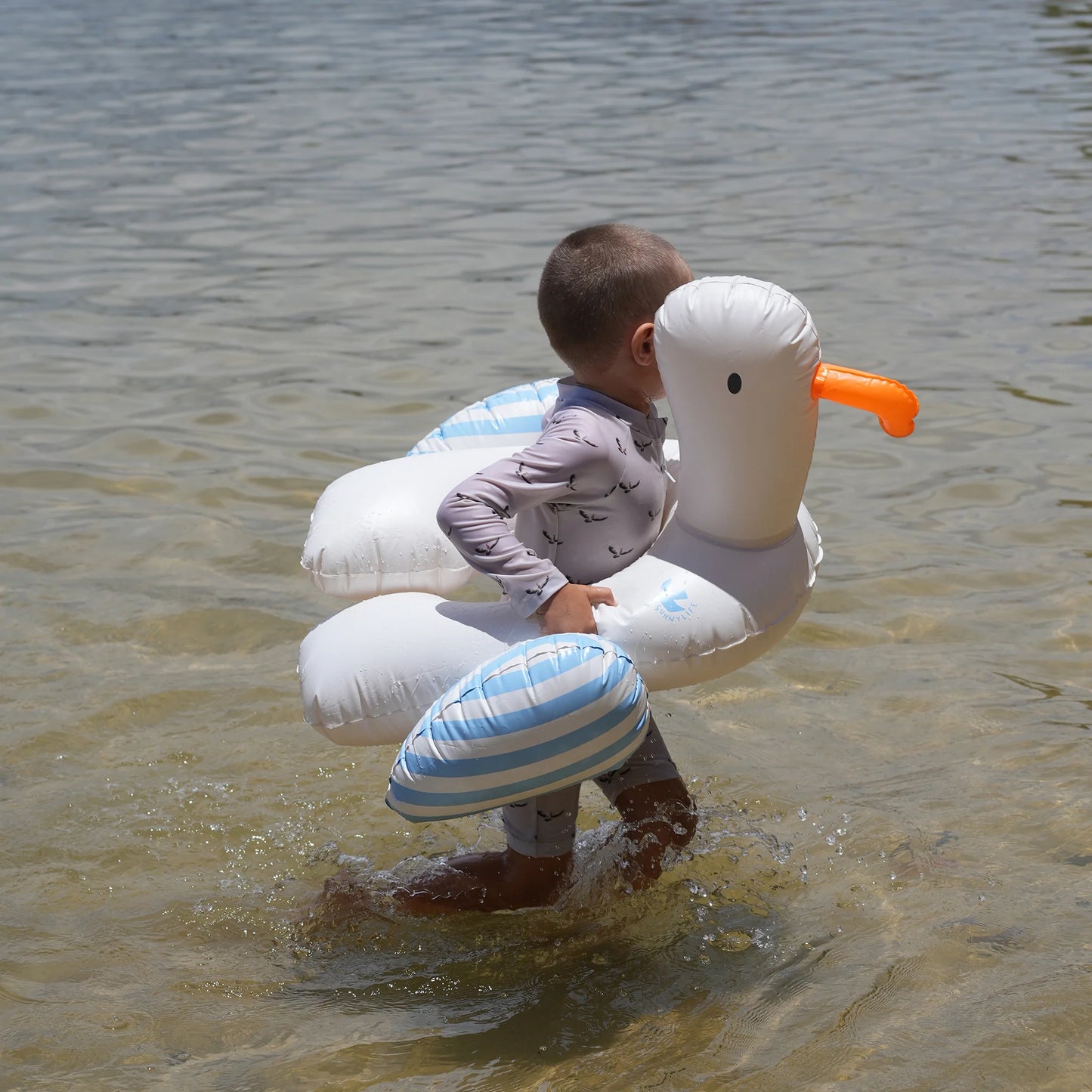 KIDS TUBE POOL RING SID THE SEAGULL BLUE STRIPE