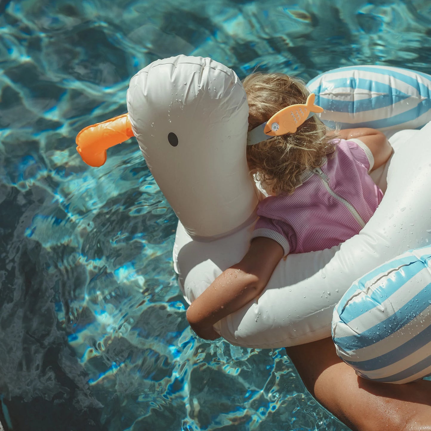 KIDS TUBE POOL RING SID THE SEAGULL BLUE STRIPE