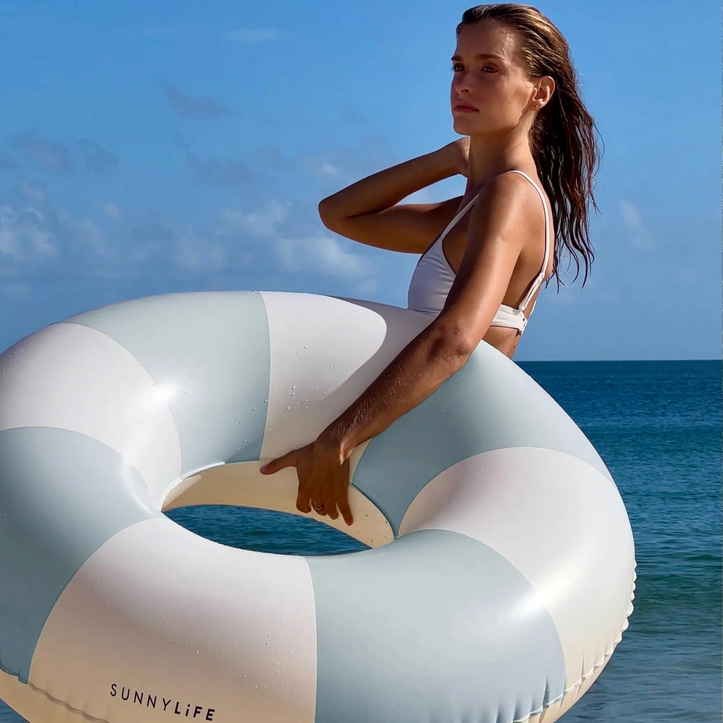 TUBE POOL RING LAZY DAYS BLUE