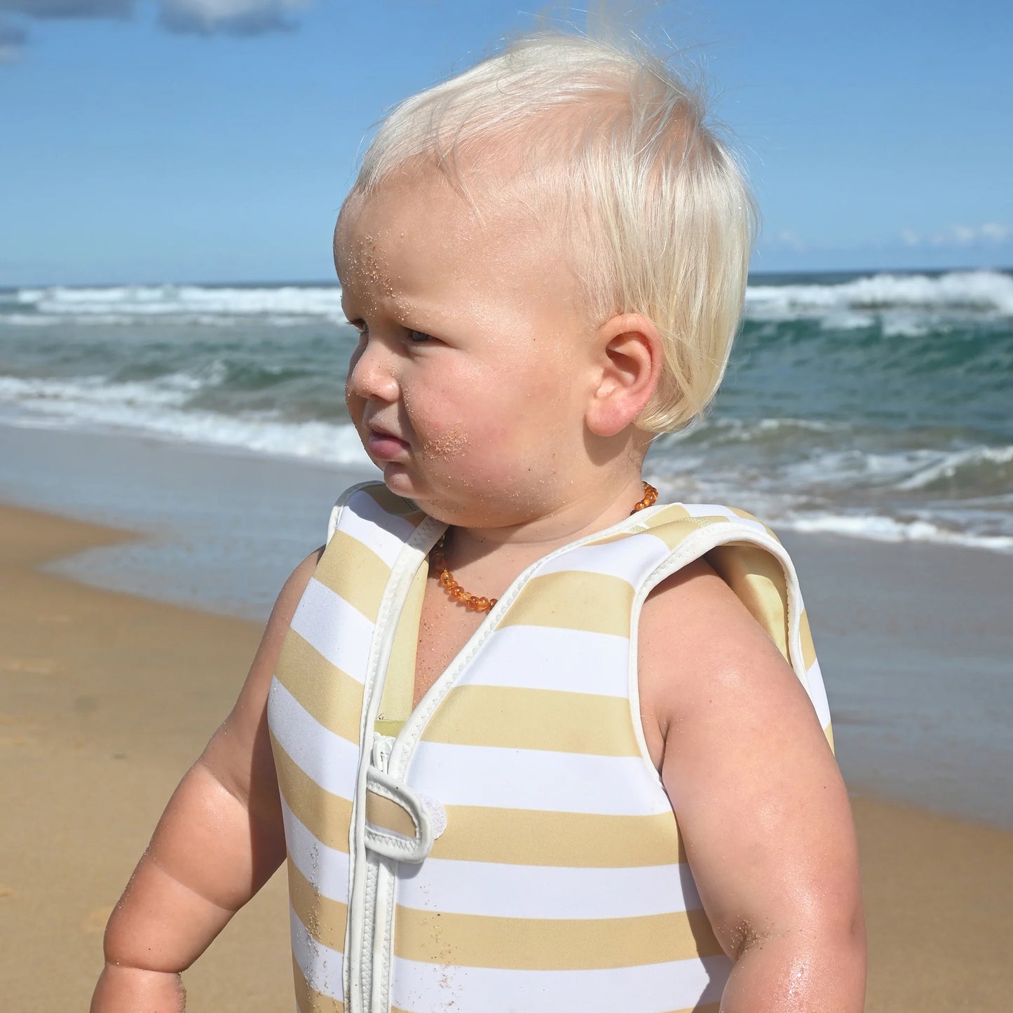 SID THE SEAGULL SWIM VEST MUSTARD STRIPE