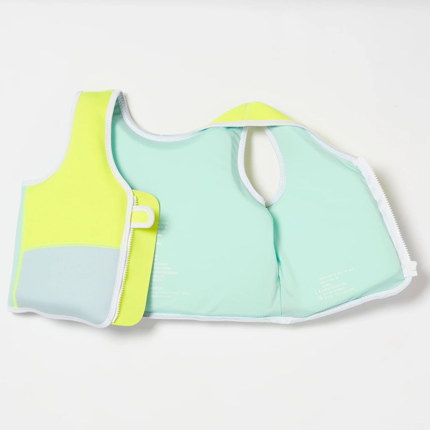 SALTY THE SHARK SWIM VEST AQUA NEON YELLOW