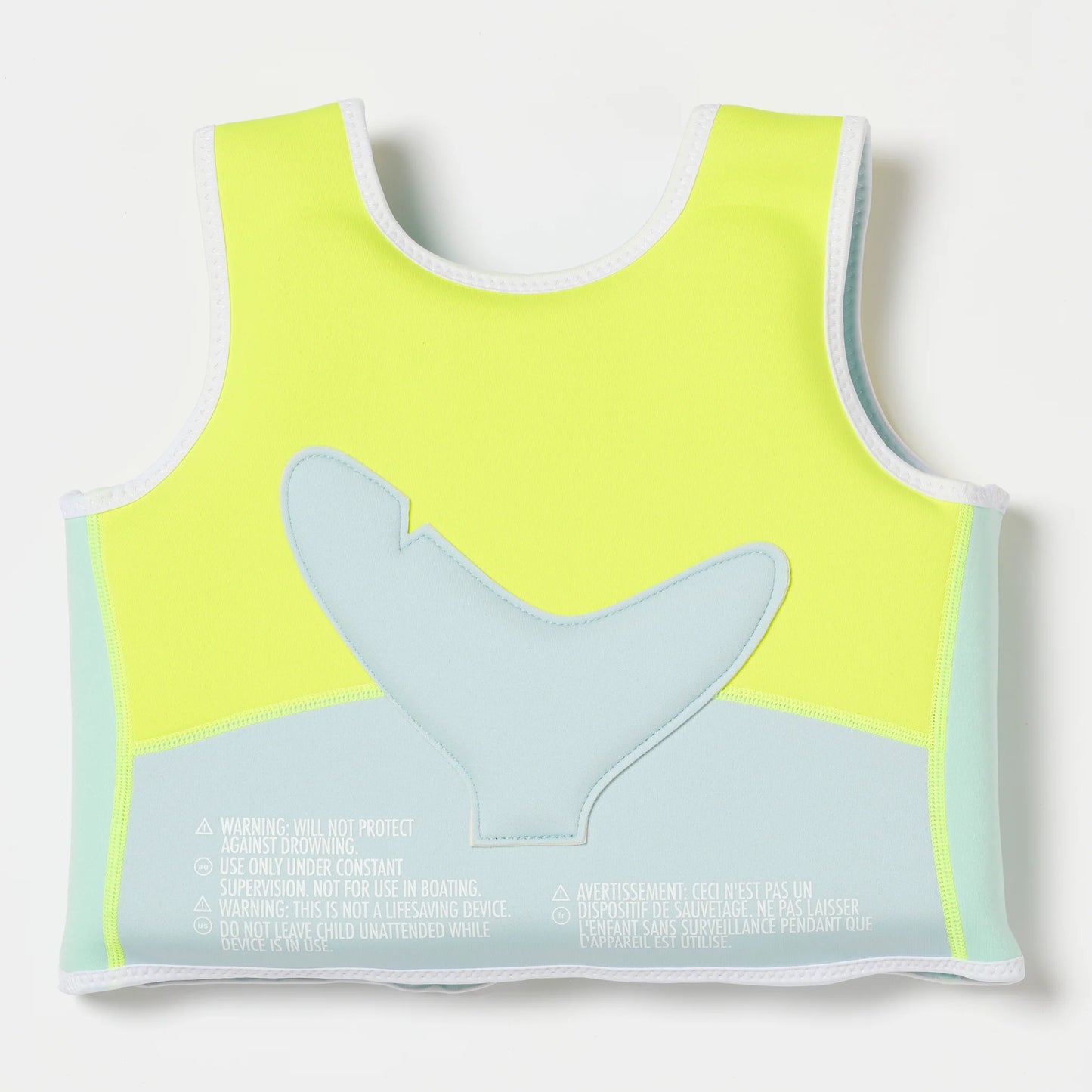 SALTY THE SHARK SWIM VEST AQUA NEON YELLOW