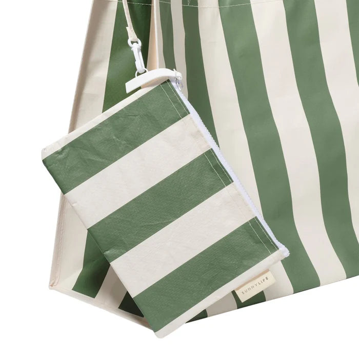BEACH BAG THE VACAY OLIVE STRIPE