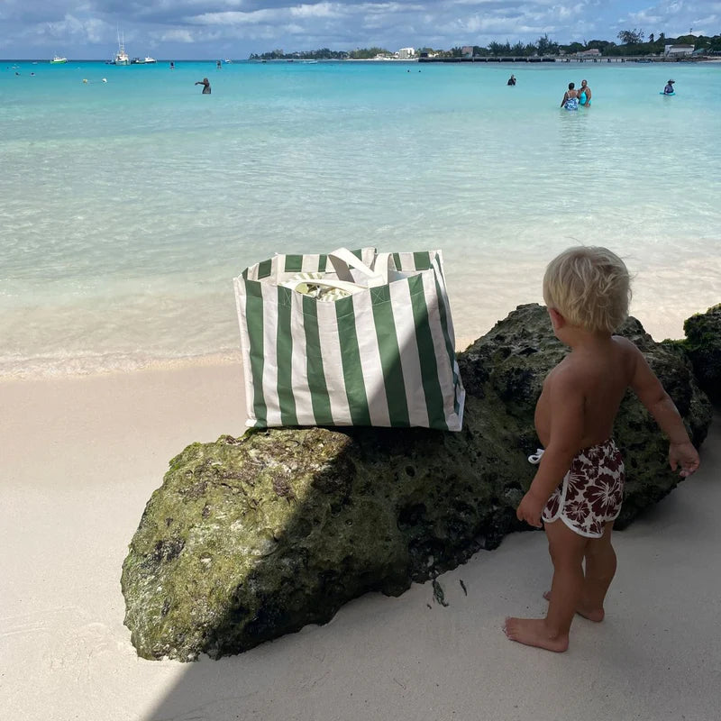 BEACH BAG THE VACAY OLIVE STRIPE