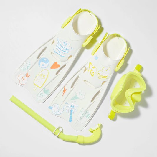 KIDS SNORKEL SET MEDIUM THE SEA KIDS YELLOW