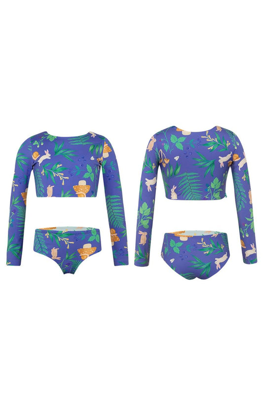 BOSQUE DE CONEJOS AZUL SUN LONGSLEEVE BIKINI