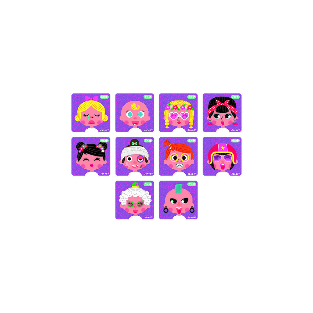 MAGNETIC BOOK GIRL'S CRAZY FACES